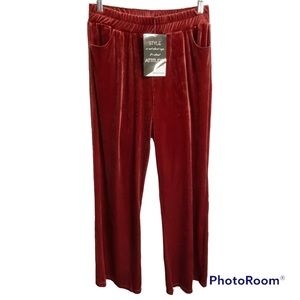 Attitudes by Renee Velour Wide Leg Knit Pants Size M Luxe Copper Color Relaxed